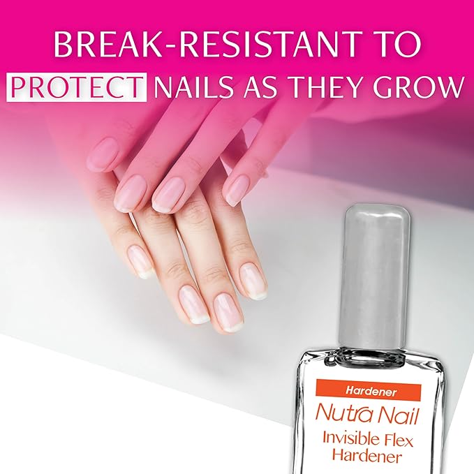 Nutra Nail Invisible Flex Hardener – Instant Protective & Restorative Clear Gel Top Coat Shield for Brittle, Damaged Nails - 0.5 Fl Oz