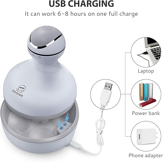 COMFIER Electric Scalp Massager Hair Growth,Handheld Head Massager for Headaches,84 Massage Nodes,Hair Massager,Deep Kneading and Stress Relief,Head Scratcher,Ideal Gifts for Mom,Dad,Women,Men