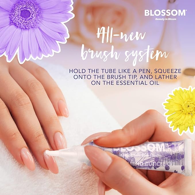 Blossom Cuticle Oil Pen for Nails, On the Mend Scented Travel Nail Oil for Growth and Strength, Infused with Real Flowers 0.34oz, Lavender