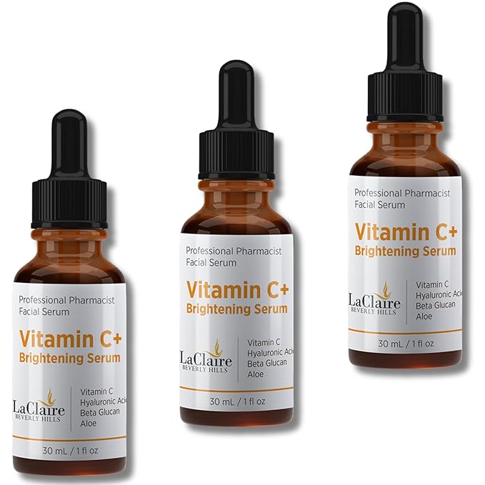 Vitamin C+ serum 3-Pack, Strong vitamin C serum, brightening serum for face, topical facial serum with Hyaluronic acid, Vitamin C facial brightening serum, Vitamin C+, Made in the USA