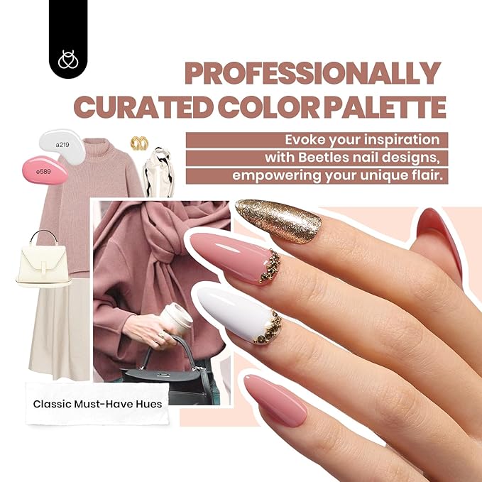 Beetles Gel Nail Polish 25 Colors Polish Set Nude Pink Red Blue Gel Polish Chic Outfits Collection with 3Pcs Base Top Coat Manicure Kit Salon DIY Home Gift for Women