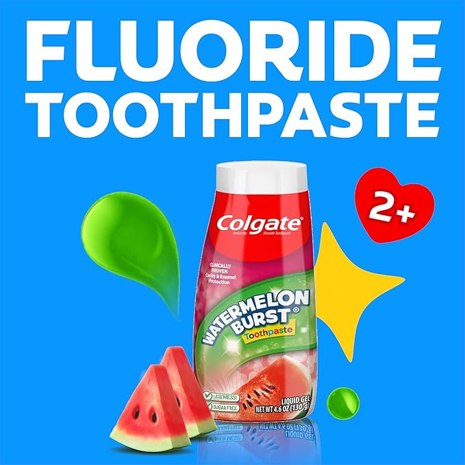 Colgate Anticavity Kids Toothpaste with Fluoride for Ages 2+, Watermelon Burst Flavor - 4.6 Ounce (4 Pack)