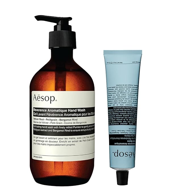 Aesop Reverence Aromatique Hand Wash & Hand Balm Set | Exfoliating Hand Wash and Skin Softening Hand Balm | 16.9oz & 2.4oz