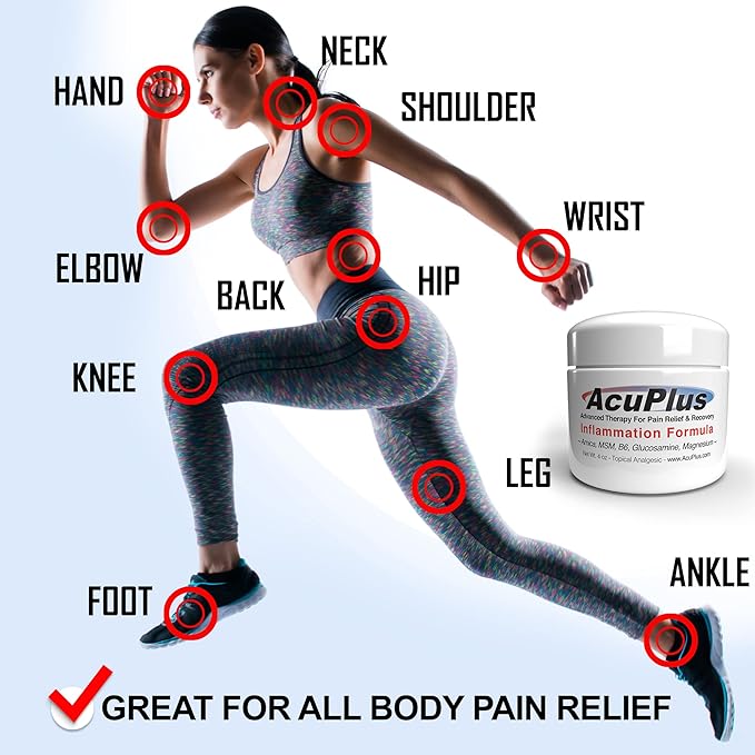 AcuPlus - Advanced Pain Relief Topical Anti Inflammatory Cream to Soothe Muscle & Joint Pain - Arthritis, Bursitis, & Tendonitis - Fast-Acting Formula with Natural Ingredients - 4 oz.