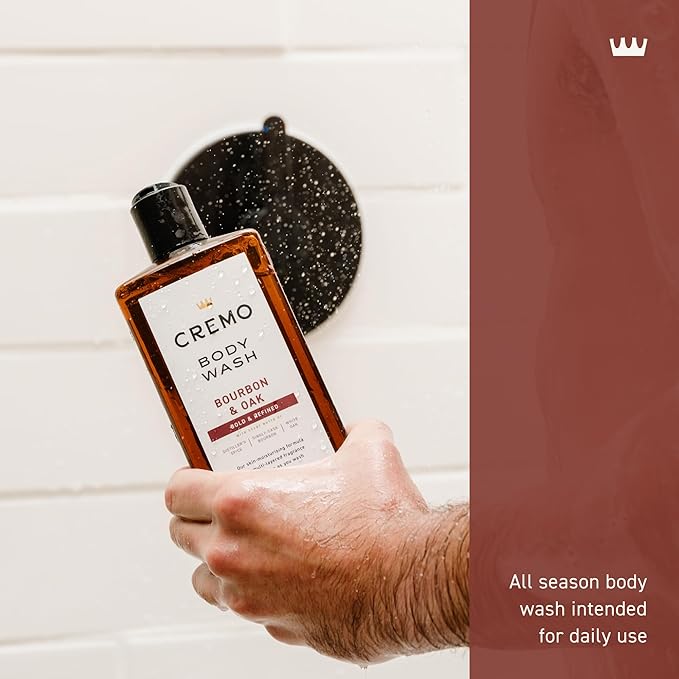 Cremo Body Wash Men, A Sophisticated Blend of Distillers Spice, Fine Bourbon and White Oak, 16 Fl Oz