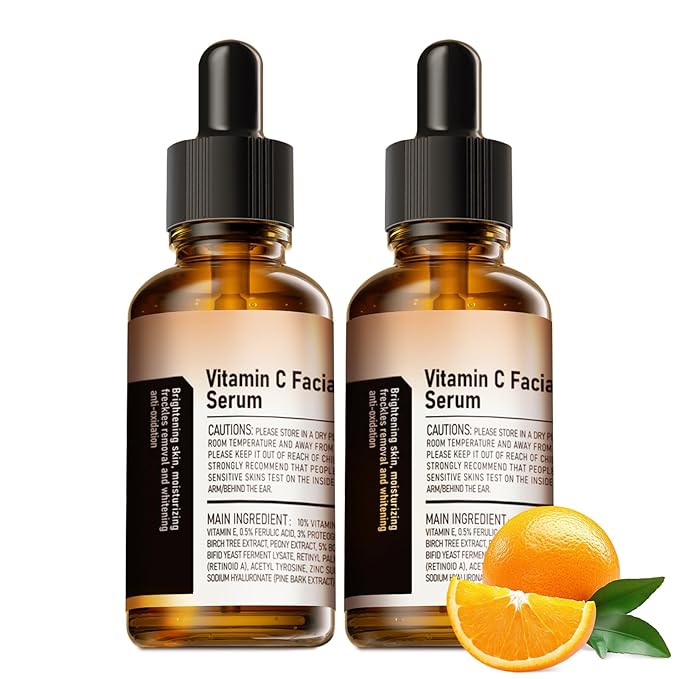 2 Pack Vitamin C Face Serum with Vitamin C, Hyaluronic Acid, Vitamin E, Serum for Dullness, Balanced Complexion, Eye Area, Fine Lines & Wrinkles, 30ml/1.01oz