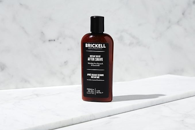 Brickell Men's Products Instant Relief Aftershave for Men, Natural and Organic Soothing After Shave Balm to Prevent Razor Burn, 4 Ounce, Scented