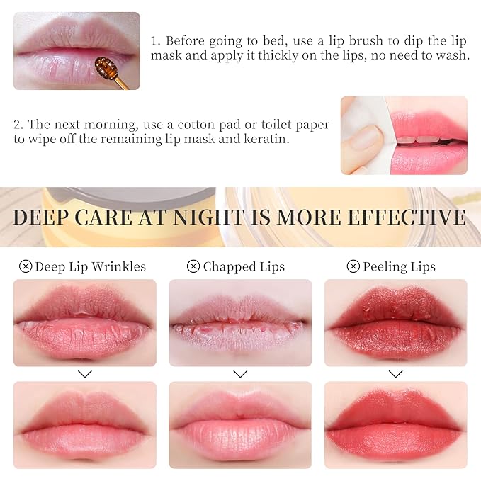 2 PCS Honey Lip Balm Pot, Honey Lip Mask, Reduces Lines, Hydrate & Moisturizing Skin Care, Prevention Dry Cracked Lips Repair Treatment