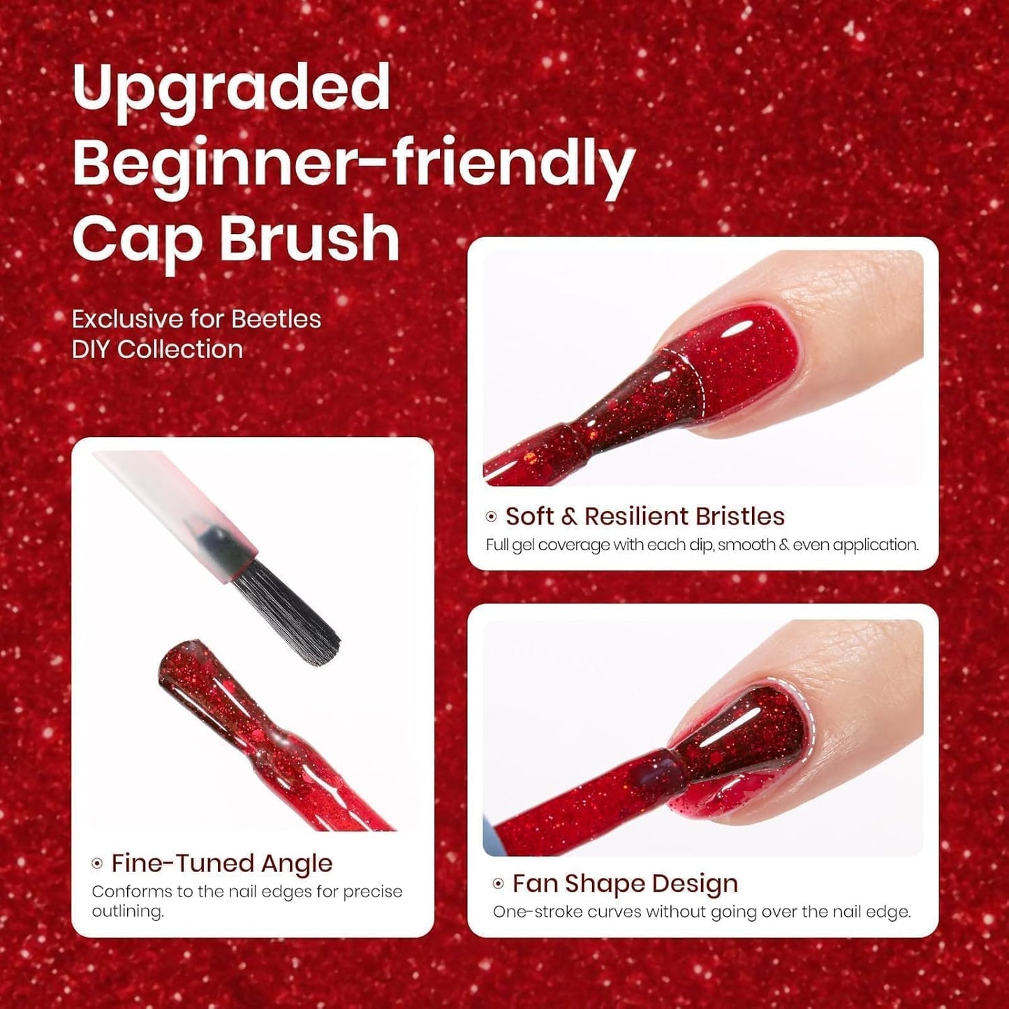 Beetles Glitter Gel Nail Polish 9ml Red Gel Polish Soak Off LED UV Lamp Shimmer DIY Decoration Salon Gifts for Women