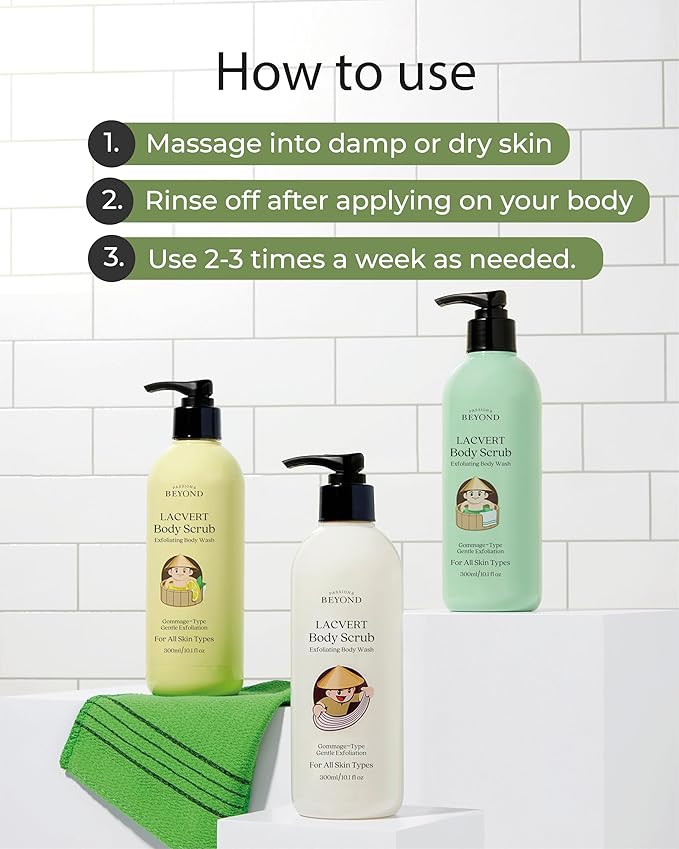 BEYOND Lacvert Body Scrub Peeling Gel (Lemon, 10.1fl oz) - Body Wash & Shower Gel for Gentle Exfoliation & Home Spa. Korean Daily Skin Care. Gommage-Type for Smooth, Soft Skin.