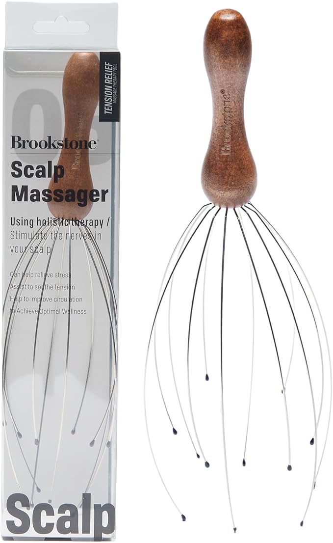 Brookstone Scalp Massager, Head Scratcher Massager Whisk, Relieve Tension and Stress in Your Head and Scalp