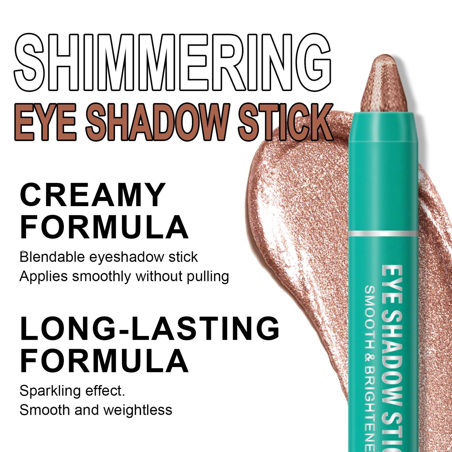 4Pcs Eyeshadow Stick, Eye Brightener Stick, Shimmer Creamy Eye Shadow Makeup, Waterproof Long Lasting Glitter Highlighter Eye Liner Pencil (4PCS A)