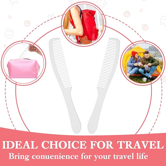 200Packs Individually Wrapped Bulk Combs, Disposable Combs in Bulk Plastic Mini Travel Combs with Long Handle for Homeless, Hotel, Shelter, Nursing Home, Charity (White, 6.3 x 0.94'')