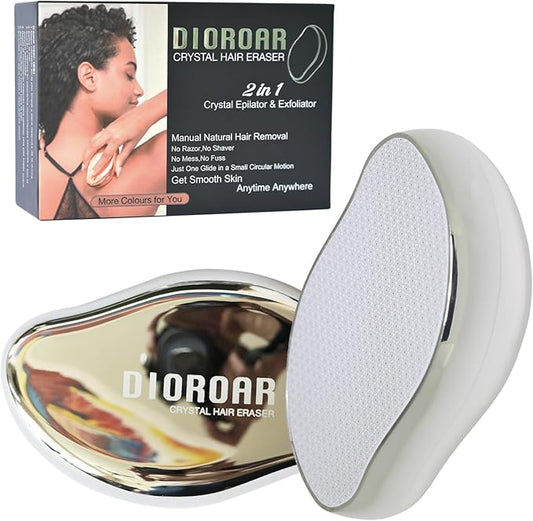 Crystal Hair Eraser,Upgrade Crystal Hair Remover,Physical Nano Glass Hair Removal Device,Painless Epilator and Exfoliator Without Shaver for Quick Soft Silky Skin(Silver)