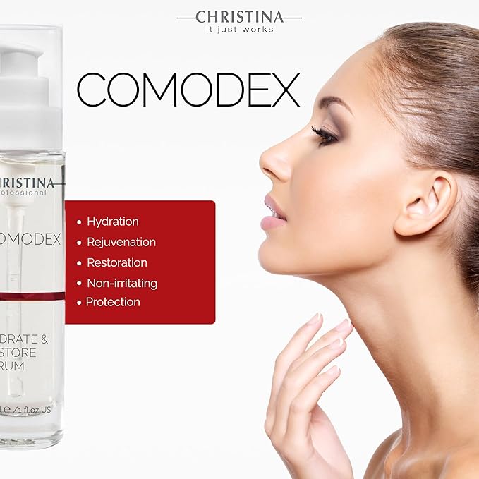 Christina Comodex Hydrate & Restore Serum with Hyaluronic Acid - 30ml - Facial Hydrating Serum to Regenerate & Rejuvenate - For Dehydrated Oily, Open Pores, Combination, & Nomal Skin