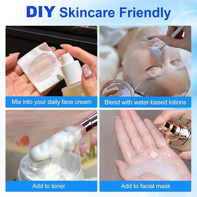 100% Pure Hyaluronic Acid Serum Powder for Face & Skin,DIY Making Hyaluronic Acid Gel Serum,Water Soluble Moisturizing for Skin Care (2 Pack)