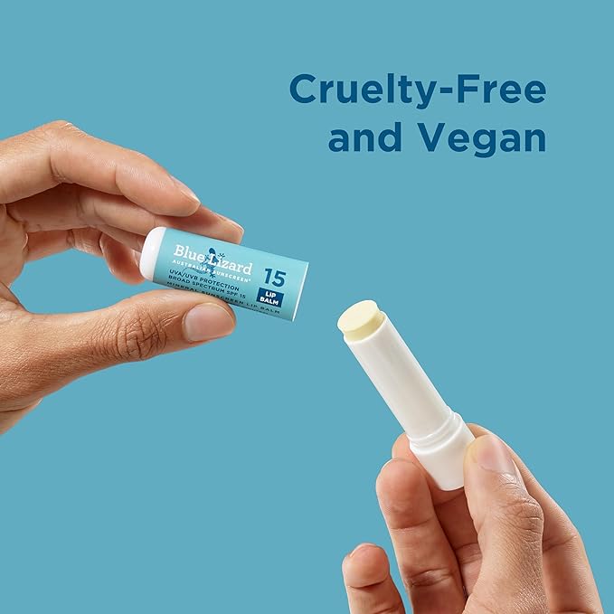 BLUE LIZARD Mineral SPF 15 Lip Balm, 3-Pack: Broad Spectrum Sun Protection, Natural Coconut Flavor, 8 Natural Oils, Infused with Australian Kakadu Plum, Rich in Vitamin C, Vegan, Each Tube 0.13 oz.