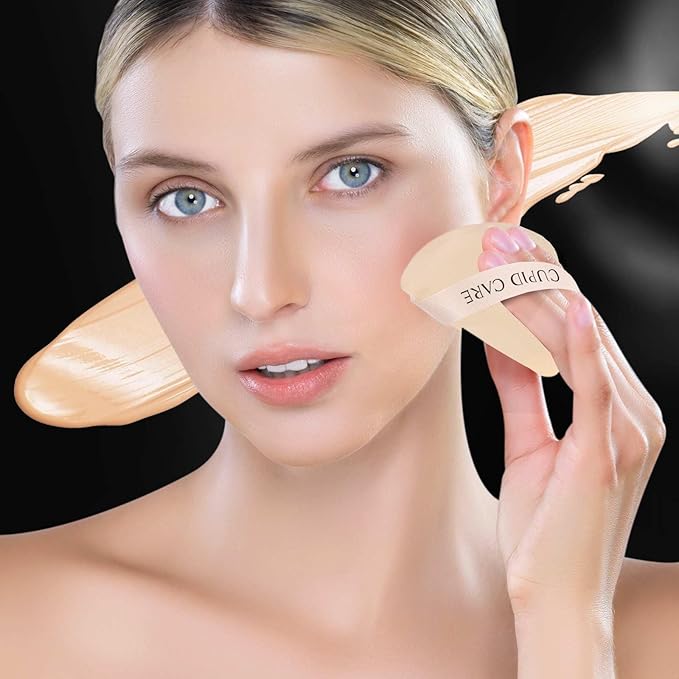 6 Pcs Triangle Powder Puff with 2 Travel Cases, Setting Powder Puffs for Face Powder and Foundation, Velour Makeup Puff for Loose Powder Body Powder, Skin-Friendly, Beauty Makeup Tools