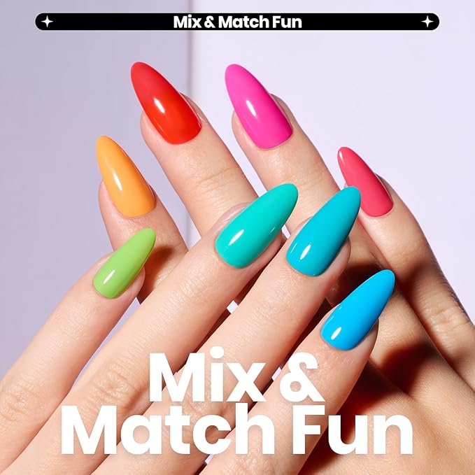 Beetles Neon Nail Polish Set - Quick Dry Nail Polish Kit 12 Colors Hot Pink Green Blue Yellow Red Regular Air Dry Fingernail Polish Pack for Women Gift Beetles Cocktails 12 Colors