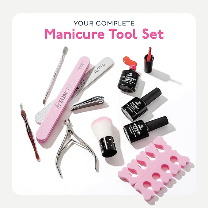 SUNUV Gel Nail Polish Kit with UV Light for Nails SUN2C 16 Colors Gel Polish Sets, Base and Top Coat with 8 PCS Manicure Tools Gift for Women