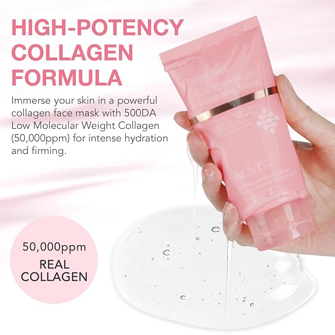 Collagen Night Wrapping Mask, Collagen Jelly Face Masks with Jelly Brush, Peel Off Face Mask for Facials Professional Korean Skin Care, Elasticity & Hydration Care Overnight Mask for Women