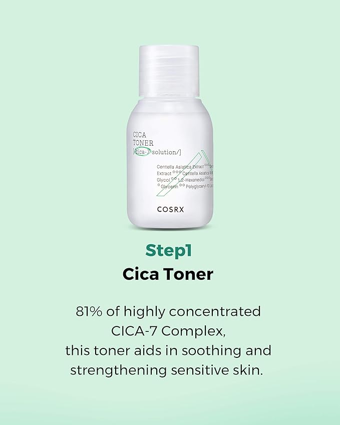 COSRX CICA Relief Kit, Toner, Serum, Cream with Centella Asiatica, Sensitive Skin, Soothing, Moisturizing, Travel Size Set, Gift Set, Korean Skin Care, Not Tested on Animals, Paraben Free