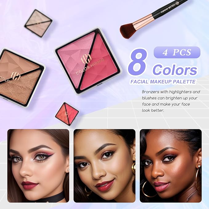 Color Nymph Makeup Kit For Women, Girls Makeup Set For Teens Professional Make Up Kits With Travel Case Full Cosmetics Kit w/ 35 Colors Eyeshadows Lipstick Blush Brushes Lipgloss Mascara