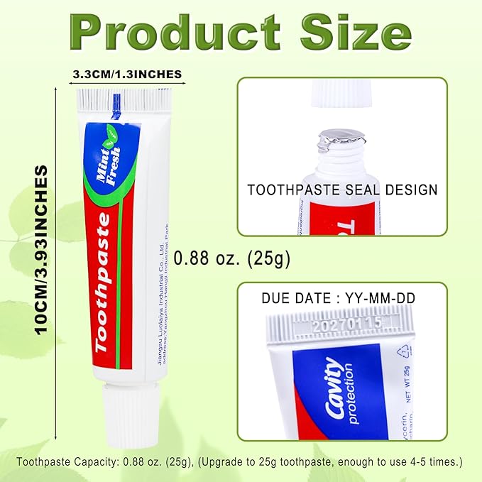 15 Tubes Bulk Travel Size Toothpaste,Miniature 0.88oz(25g) Small Toothpastes Travel Size Bulk 1.3x3.93 inches Peppermint Mini Disposable Toothpaste for Hotel,Guests,Homeless,Charity