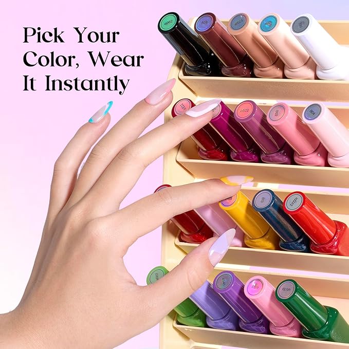 Beetles Gel Nail Polish Set, 25 Colors Color Dairy Polish Kit, Nude Black Brown Red Color Gel Nails with Base Coat Glossy & Matte Top Coat Colorful Bottles DIY Salon Nail Manicure Kit Gifts for Women