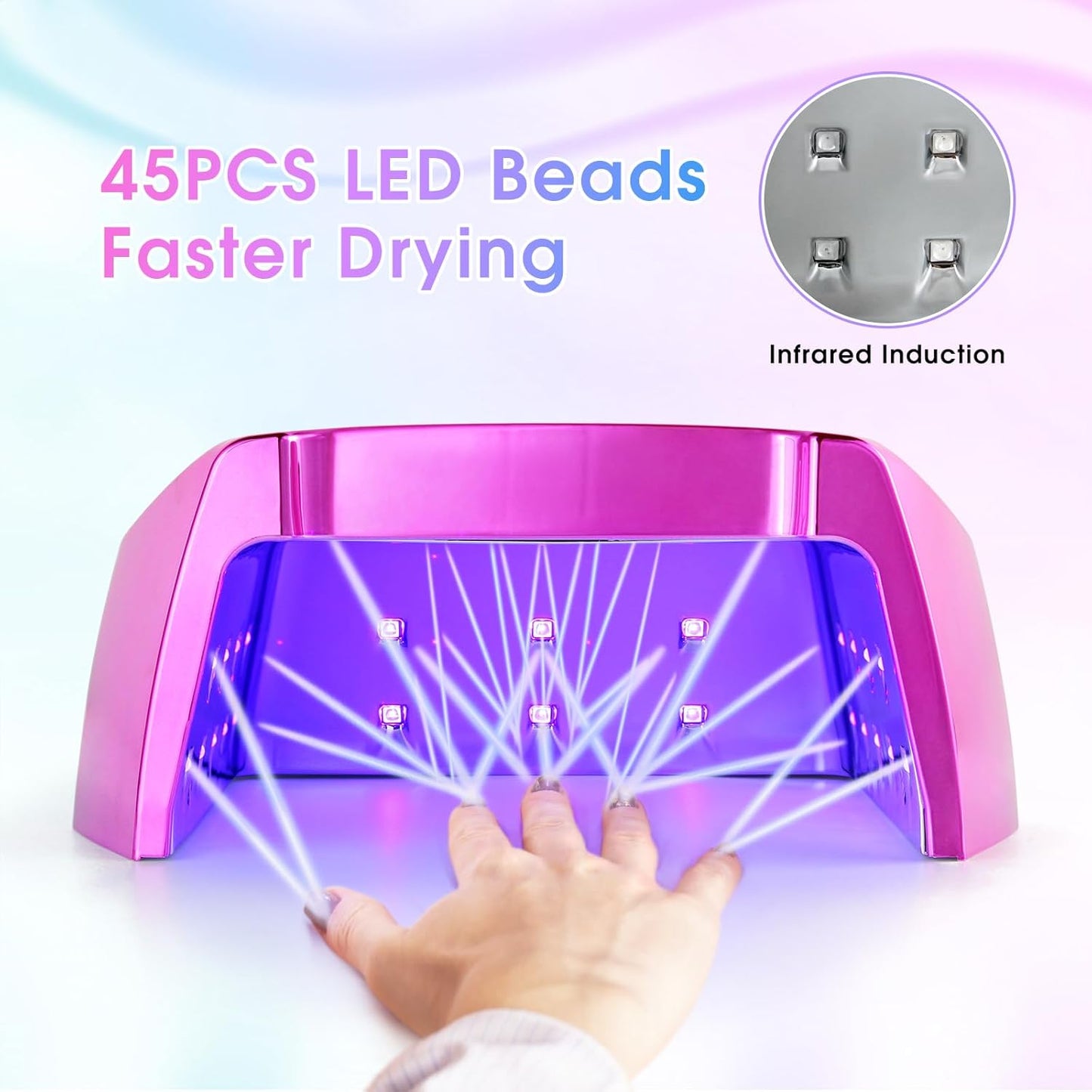 Cordless UV LED Nail Lamp, 96W Rechargeable UV Nail Lamp for Gel Nails, UV Nail Light with 4 Timer Setting, Professional Quick Dry Nail UV Lamp with Display Auto Sensor