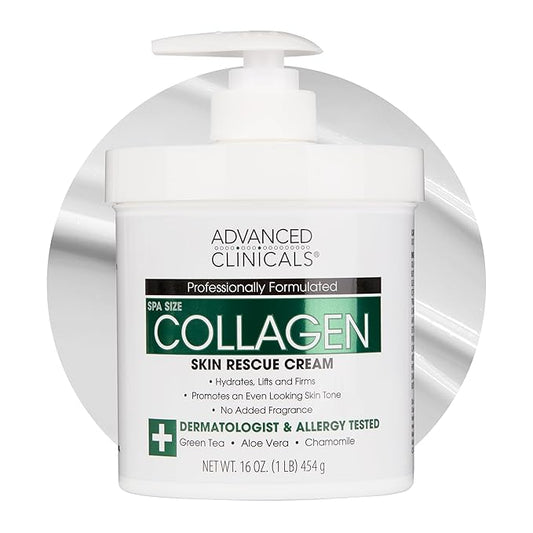 Advanced Clinicals Collagen Cream Body Lotion & Face Moisturizer W/Vitamin E | Skincare Moisturizing Collagen Lotion For Women, Men, Hand, & Neck Improves Look Of Crepey Skin & Uneven Dry Skin, 16Oz
