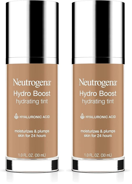 Neutrogena Hydro Boost Hydrating Tint with Hyaluronic Acid, Lightweight Water Gel Formula, Moisturizing, Oil-Free & Non-Comedogenic Liquid Foundation Makeup, 105 Caramel Color 1.0 fl. oz (Pack of 2)