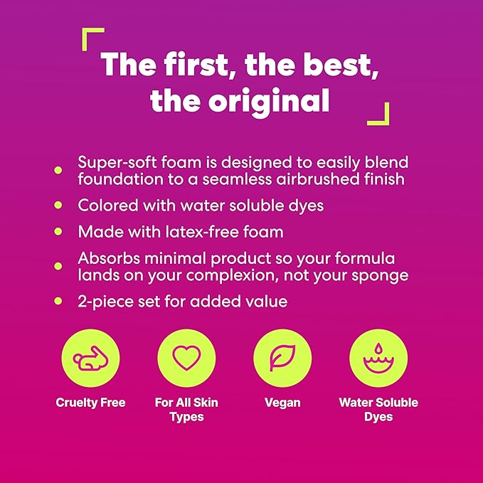 Beautyblender® | Original Pink Beauty Blender 2-Piece Bundle for Blending Foundations, Powders, and Creams, Super-Soft Foam for Streak-Free Application, Made in the USA, Reusable, Washable