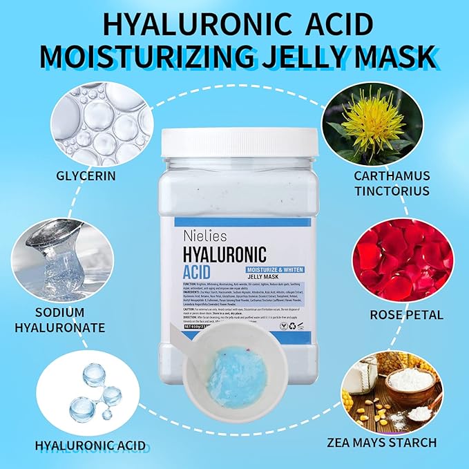 24K Gold & Hyaluronic Acid Jelly Mask, Facial Skin Care- Collagen Peel-Off Jelly Mask Set, For Facials, Face Mask For Instant Hydration, Vegan Peel Off Face Mask, For Hydration