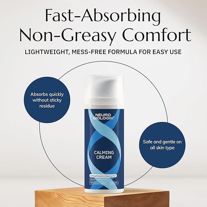 Calming Cream with GABA & L-Theanine – Fast-Absorbing for Relaxation & Mood Support – Soothing with Lavender Oil, 5-HTP & Magnesium – Non-Greasy, Easy to-Use Pump – 3.2oz Bottle