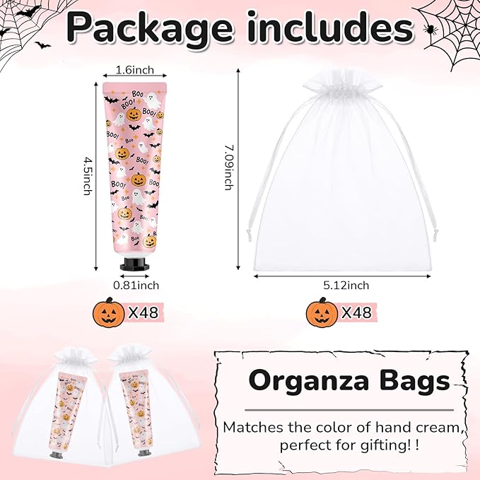 48 Sets Pink Halloween a Little Boo Is Almost Due Hand Cream Gifts Bulk Baby Shower Hand Cream Travel Size Lotion Bulk Fall Thanksgiving Party Supplies Favors Birthday Wedding for Guest