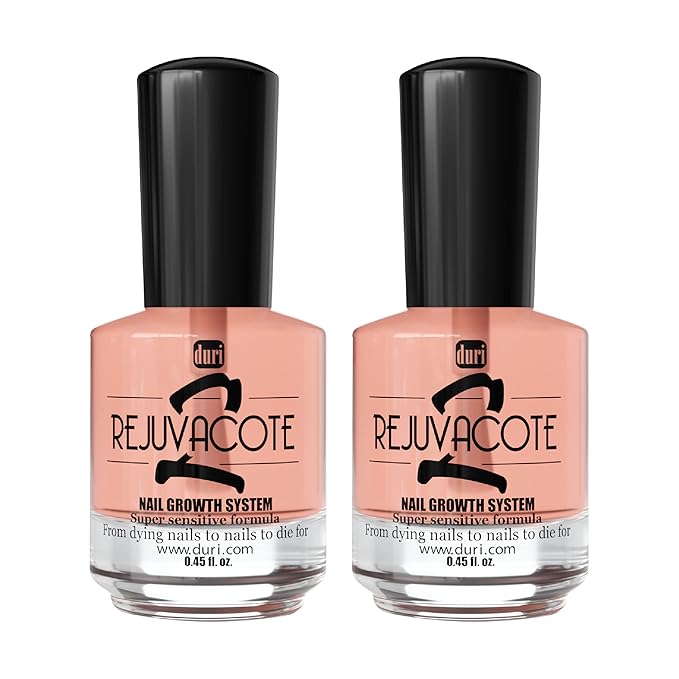 Duri Rejuvacote 2 Nail Growth System Sensitive Formula - Nail Hardener and Strengthener for Brittle, Breaking, Splitting Nail Repair - 0.45 Fl Oz (Pack of 2)