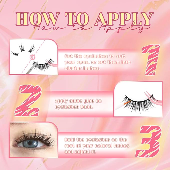 Ahrikiss Manga Lashes Wet Look Wispy Anime False Eyelashes 8 Pairs Faux Mink Lashes Kit with Lash Glue and Lash Tweezers Soft Fake Lashes Spiky Strip Lashes Look Like Individual Lashes (Clammy)