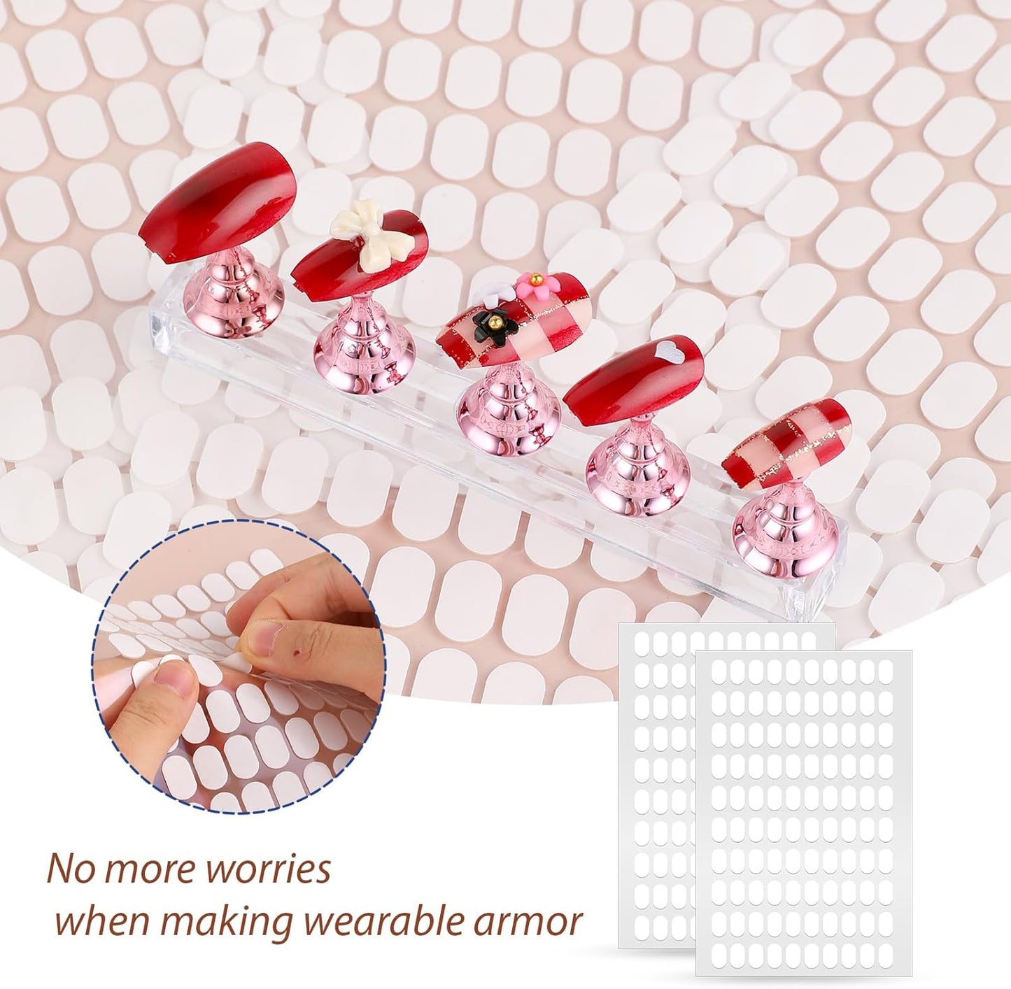 600 Pcs False Tip Double Sided Adhesive Tapes for Nail Art Holder Pre-cut Display Strips