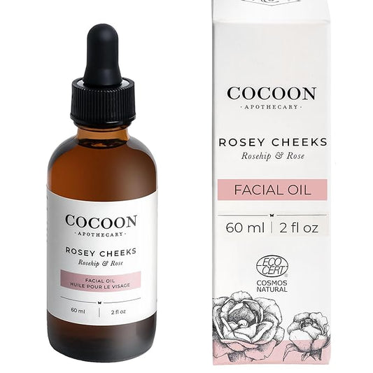 2 fl oz Rosey Cheeks Facial Oil Serum | Ecocert Cosmos Natural | Facial Serum For Women, Dry Skin, Natural Ingredients Avocado Oil, Camellia Seed Oil, Rosehip CO2, Rose Absolute