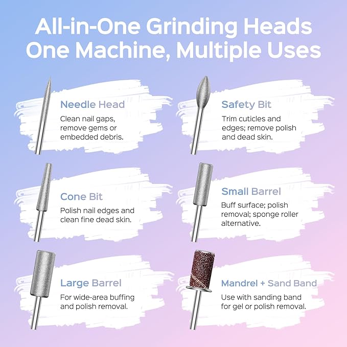 COSLUS Professional Rechargeable Electric Nail Drill 40000 RPM, Portable Nail File with Storage Stand for Acrylic Gel Polishing Removing - Easy to Use for Women, Manicure at Home DIY or Salon, Pink