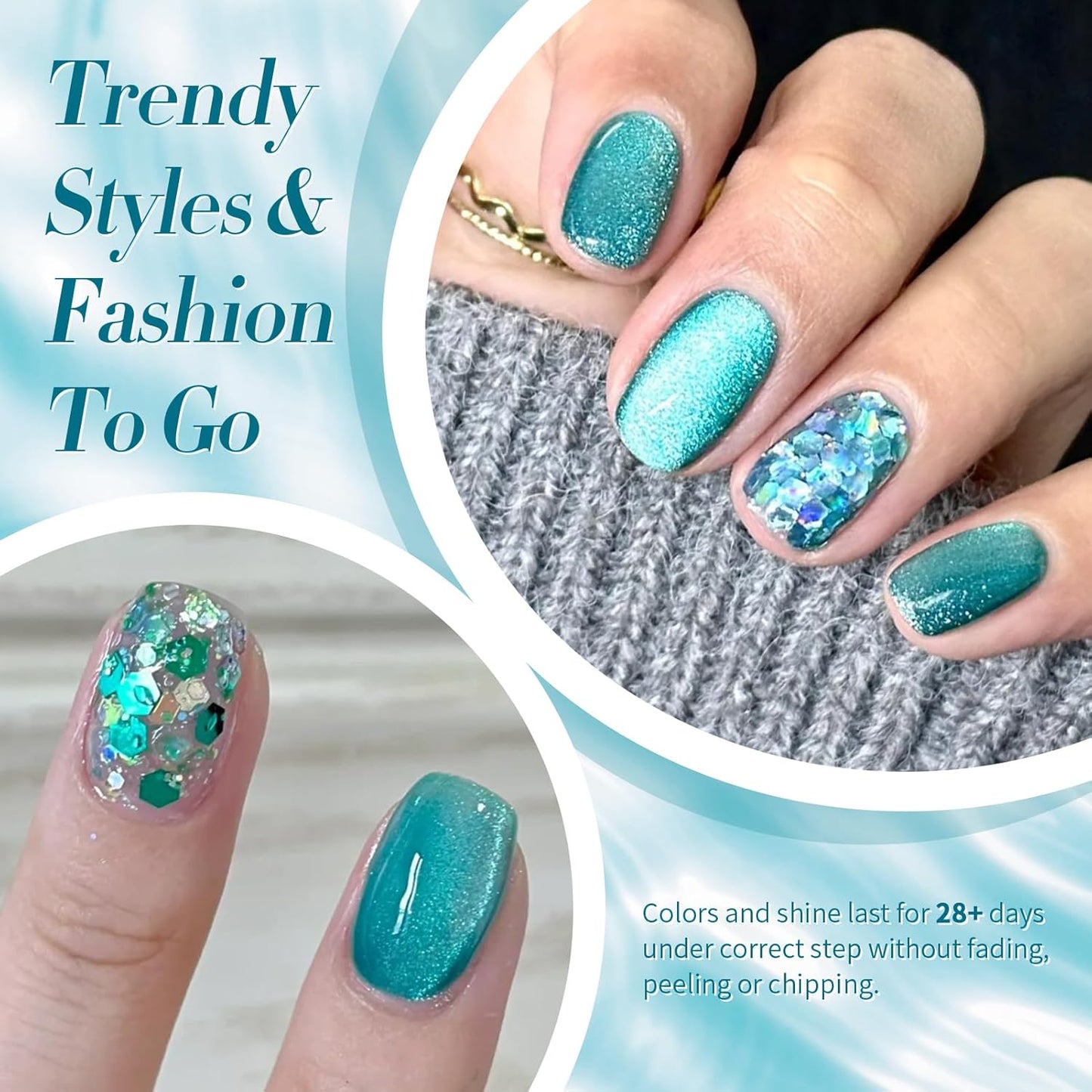 BORN PRETTY Cat Magnetic Eye Gel Nail Polish, Blue Melbourne Glitter Cat Magnetic Gel Nail Polish, Holographic Magnetic Nail Polish for Nail Art Manicure Salon DIY at Home 15ML