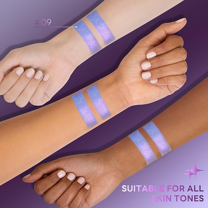 Chameleon Purple Blue Glitter Eyeshadow Makeup, Holographic Color Shifting Shimmer Multichrome Eye Highlighter Palette Iridescent Sparkling Inner Corner Brightener, sombras para ojos 09