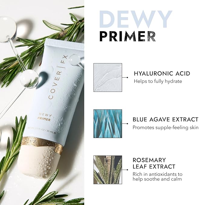 COVER FX Dewy Primer - 1 Fl Oz - Radiant-Finish Primer - Moisturizing & Soothing - Safe For All Skin Types