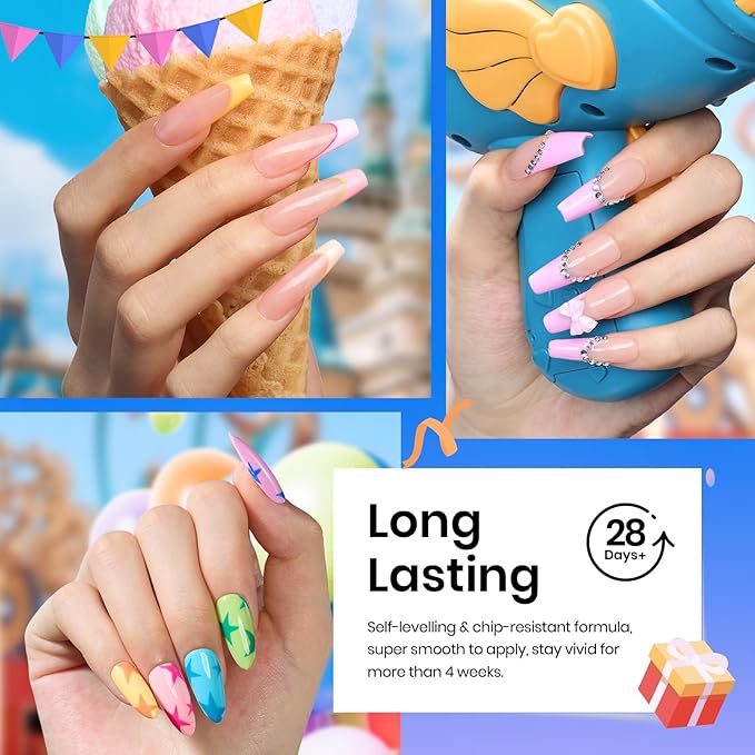 Beetles Gel Nail Polish Set- 23Pcs Color Gel Polish with Base Gel Top Coat Bright Colors, Gel Polish Kit Blue Pink Purple Orange Green Glitter Soak Off Uv Led Trendy Rainbow Nail Art