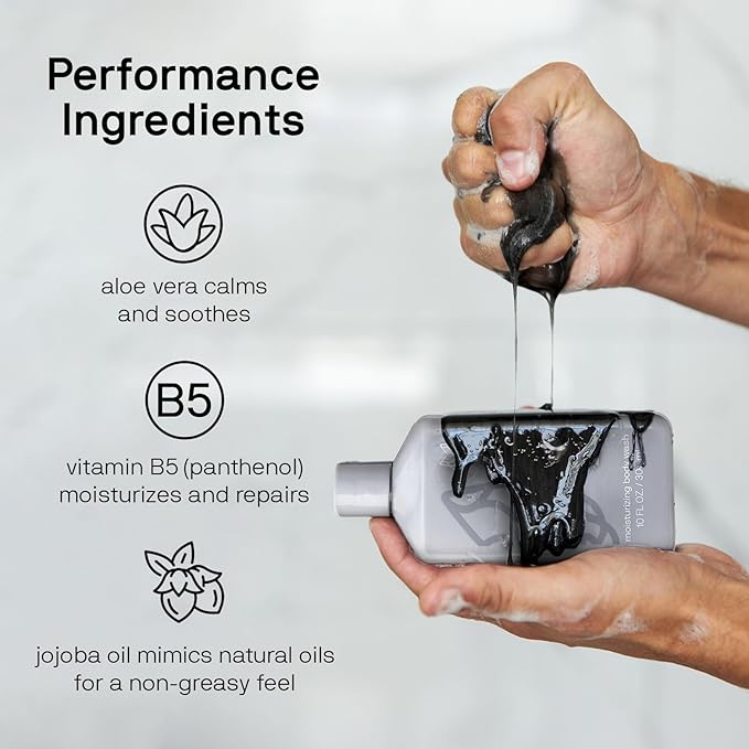 Black Wolf Moisturizing Body Wash for Men, Sandalwood - Mens Hydrating Bodywash for Dry, Dehydrated, & Sensitive Skin - Hyaluronic Acid, Aloe Vera, & Jojoba Oil Body Cleanser Help Remove Oil & Dirt