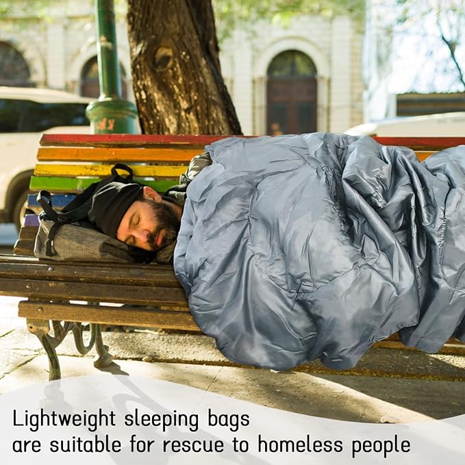 6 Pack Camping Sleeping Bags for Adults Bulk Cotton Liner 4 Seasons Lightweight Warm Waterproof with Compression Sack for Backpacking Hiking Homeless, Camping Gear Essential