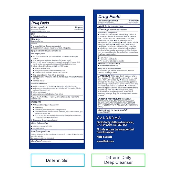 Differin Acne Skin Care Kit, Differin Gel Retinoid Acne Treatment for Face with 0.1% Adapalene & 5% Benzoyl Peroxide Face Wash & Body Wash, Designed for Pimple and Acne Prone Skin