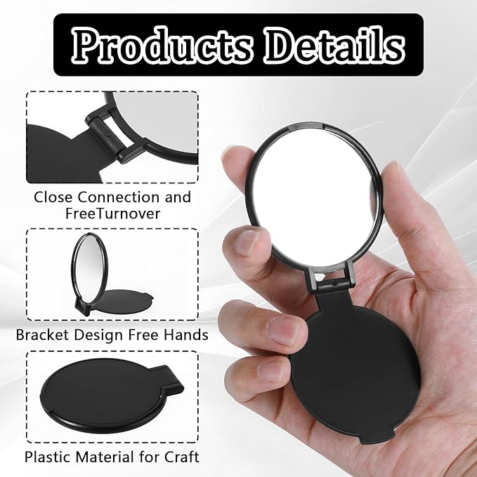 50 Pcs Round Compact Mirror for Purse Mini Folding Mirror Portable Pocket Mirror Makeup Small Mirror Vintage Portable Travel Makeup Mirror for Women Daily Use