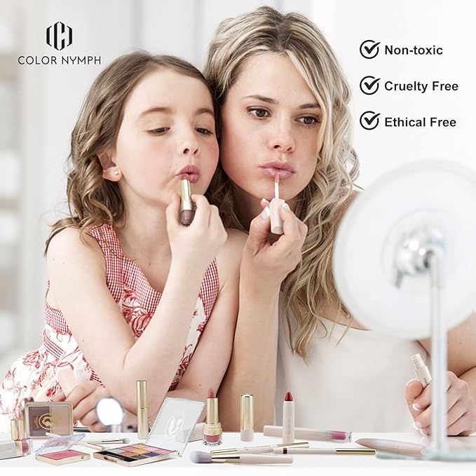 Color Nymph Makeup Gift Set For Teens, Full Kit With Make Up Kits Beginner Makeup Sets with Paper Exquisite Purple Cosmetics Box 2 Eyeshadow Palettes, Mascara, Lipstick, Lipgloss Makeup Set Brushes